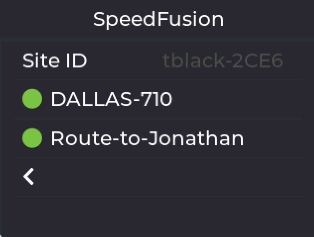 SpeedFusion profiles list with site ID