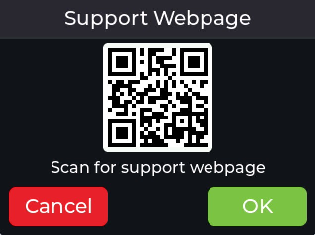 Support Webpage QR screen — scan for the branded help desk
